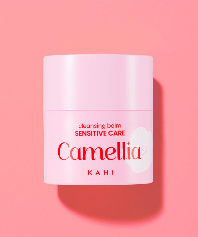 KAHI Cleansing Balm Sensitive Care 50ml product image on pink background.