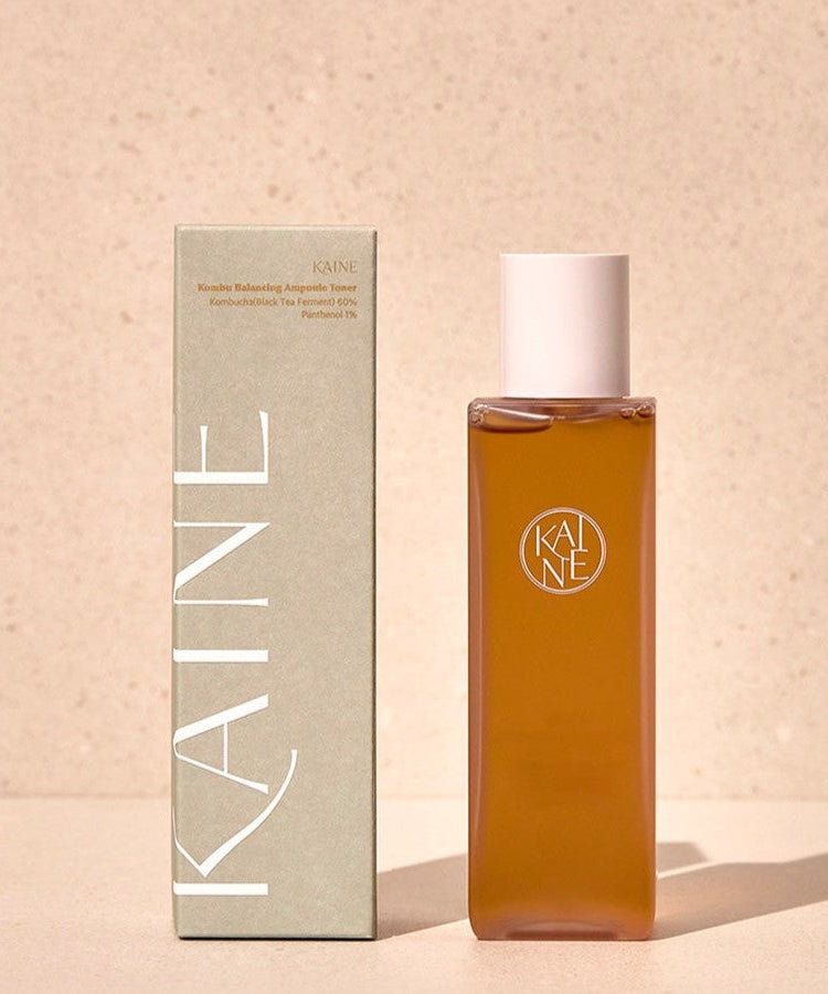 KAINE Kombu Balancing Ampoule Toner 150ml bottle and packaging against a neutral background.