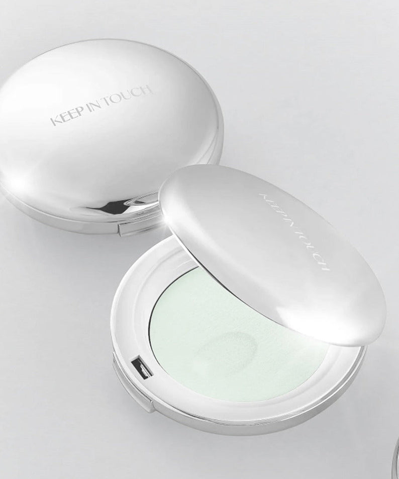KEEP IN TOUCH Soft Cloud Blur Powder Pact compact with open lid showcasing makeup powder