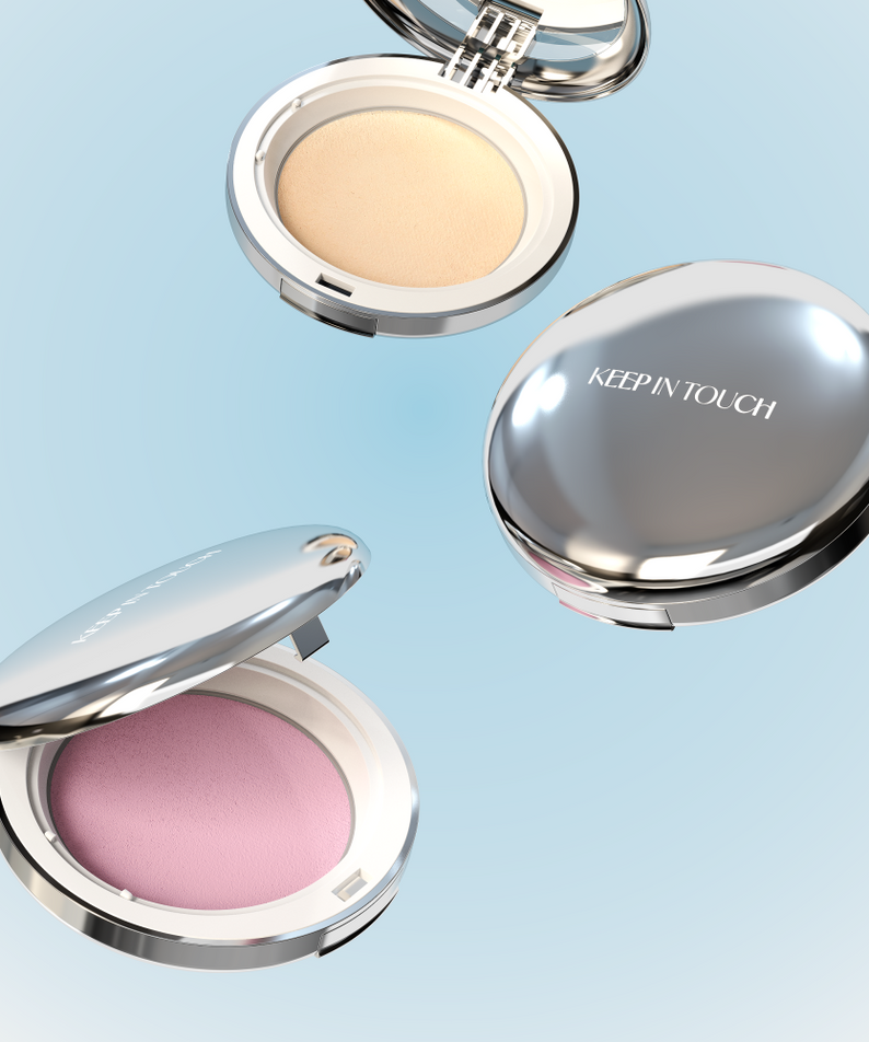 KEEP IN TOUCH Sot Cloud Blur Powder Pact in multiple shades, showcasing the sleek packaging and smooth finish.