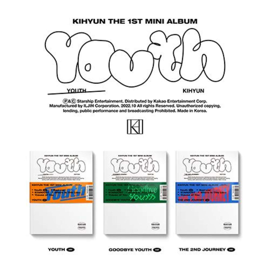 Kihyun - 1st [Youth] (Set Of 3) - Kpop Album