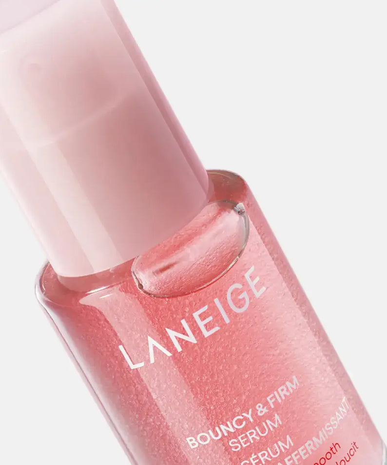 LANEIGE NEW Bouncy & Firm Serum 30ml in a pink bottle, perfect for skincare routines, enhancing skin bounce and firmness.
