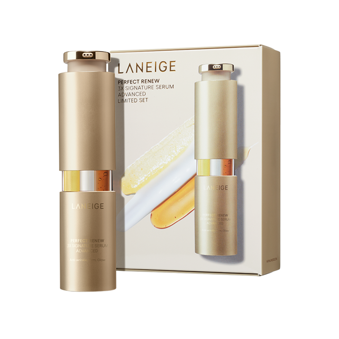 LANEIGE NEW Perfect Renew 3X Serum Advanced Planning Set 40ml in gold packaging