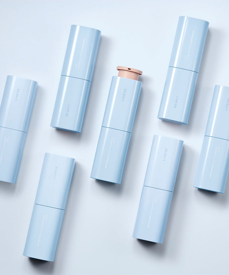 LANEIGE Water Bank Blue Hyaluronic Serum 50ml bottles arranged on a white background