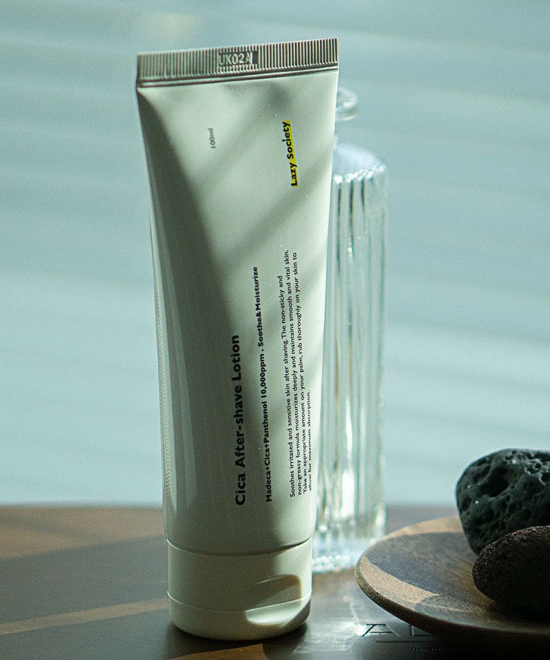 LAZY SOCIETY Cica Aftershave Lotion 100ml - Gentleman Korea presenting men's soothing post-shave lotion with cica extract