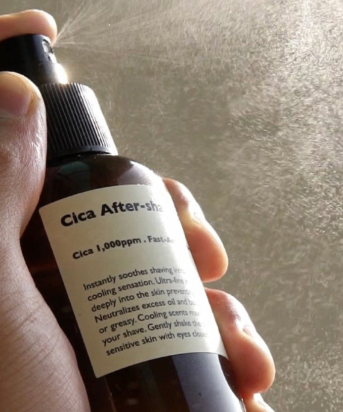 LAZY SOCIETY Cica Aftershave Toner Spray 120ml held by hand, Gentleman Korea men's Korean skincare aftershave toner spray for soothing skin