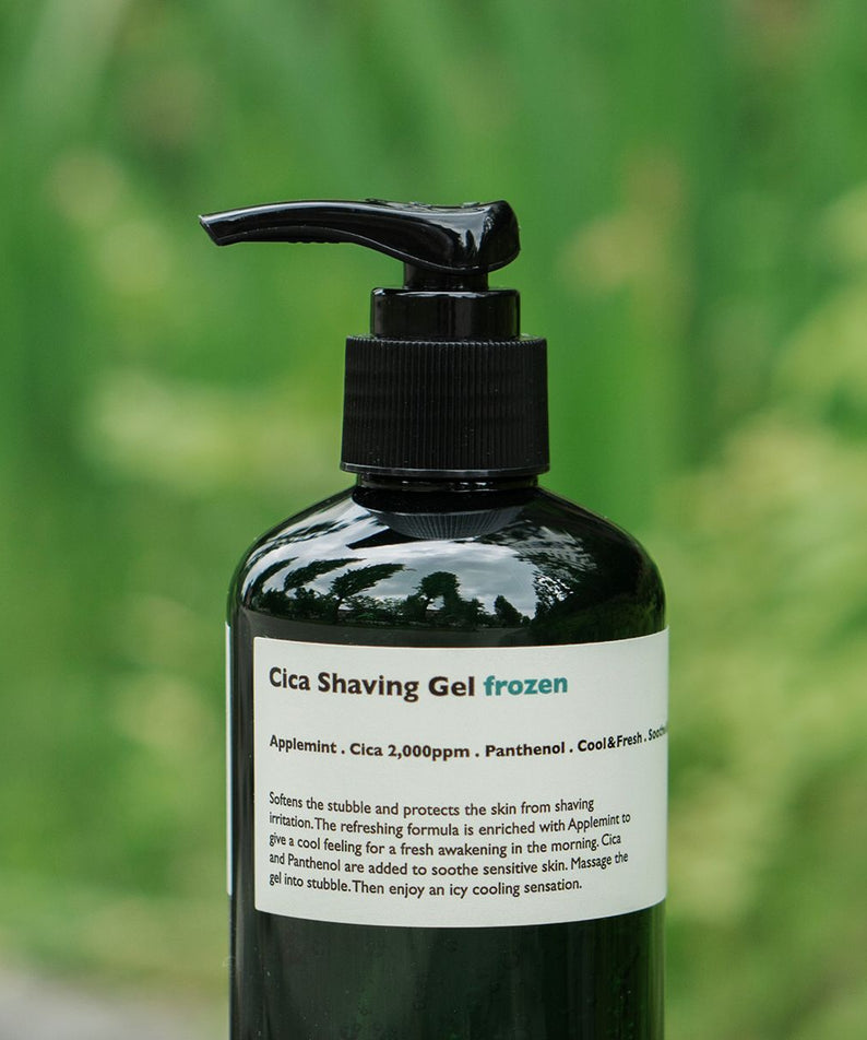 LAZY SOCIETY Cica Shaving Frozen 250ml - Gentleman Korea men’s cooling cica shaving gel bottle for sensitive skin