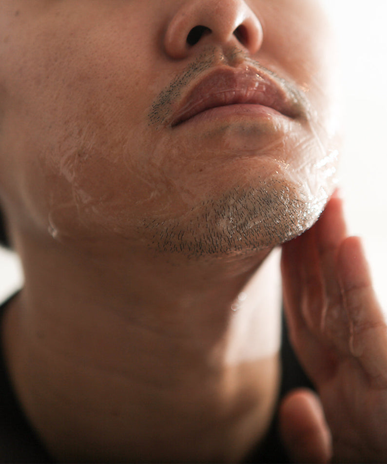 LAZY SOCIETY Cica Shaving Gel 2.3 50ml applied by a gentleman on facial stubble for soothing Korean men’s skincare – Gentleman Korea product image