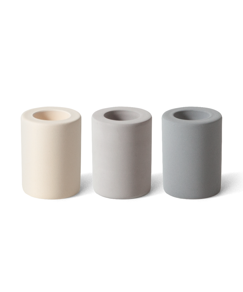 LAZY SOCIETY Diatomaceous Earth Mini Holder - Gentleman Korea display of three neutral-color mini holders for Korean men’s skincare