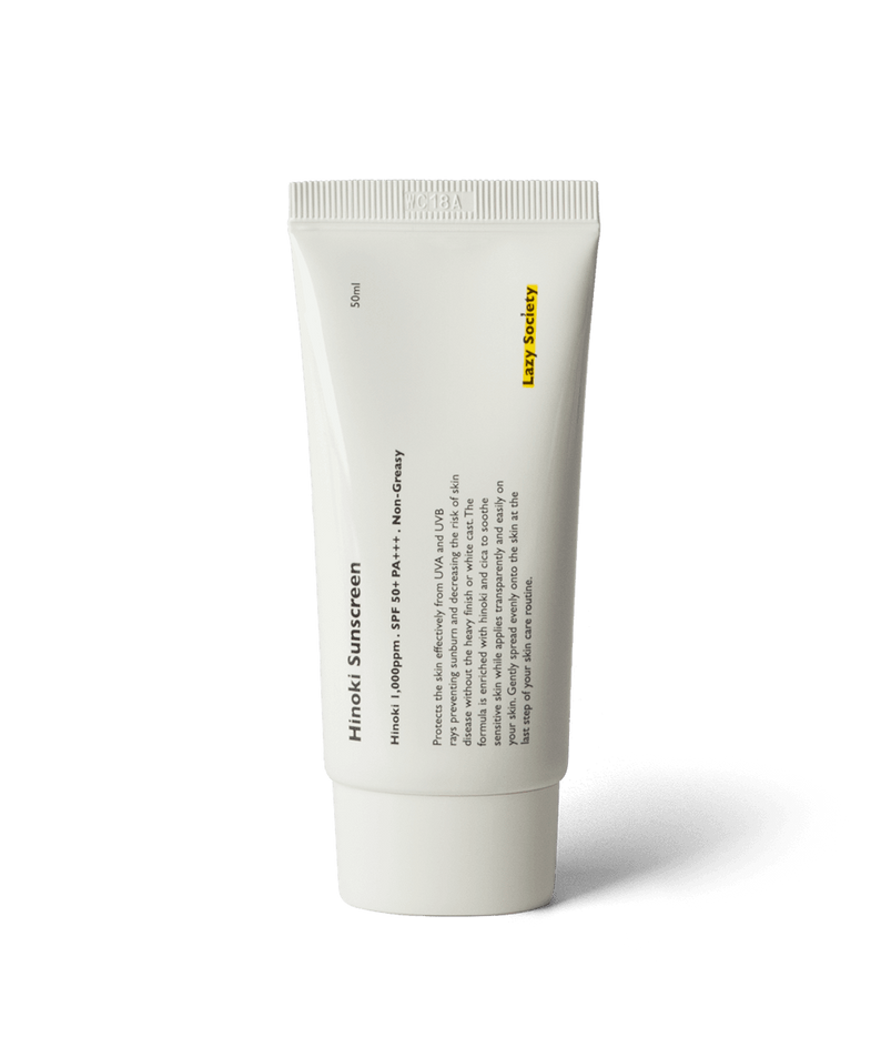 LAZY SOCIETY Hinoki Sunscreen SPPF 50+ PA+++ 50ml tube for men by Gentleman Korea, lightweight daily sunscreen for gentlemen