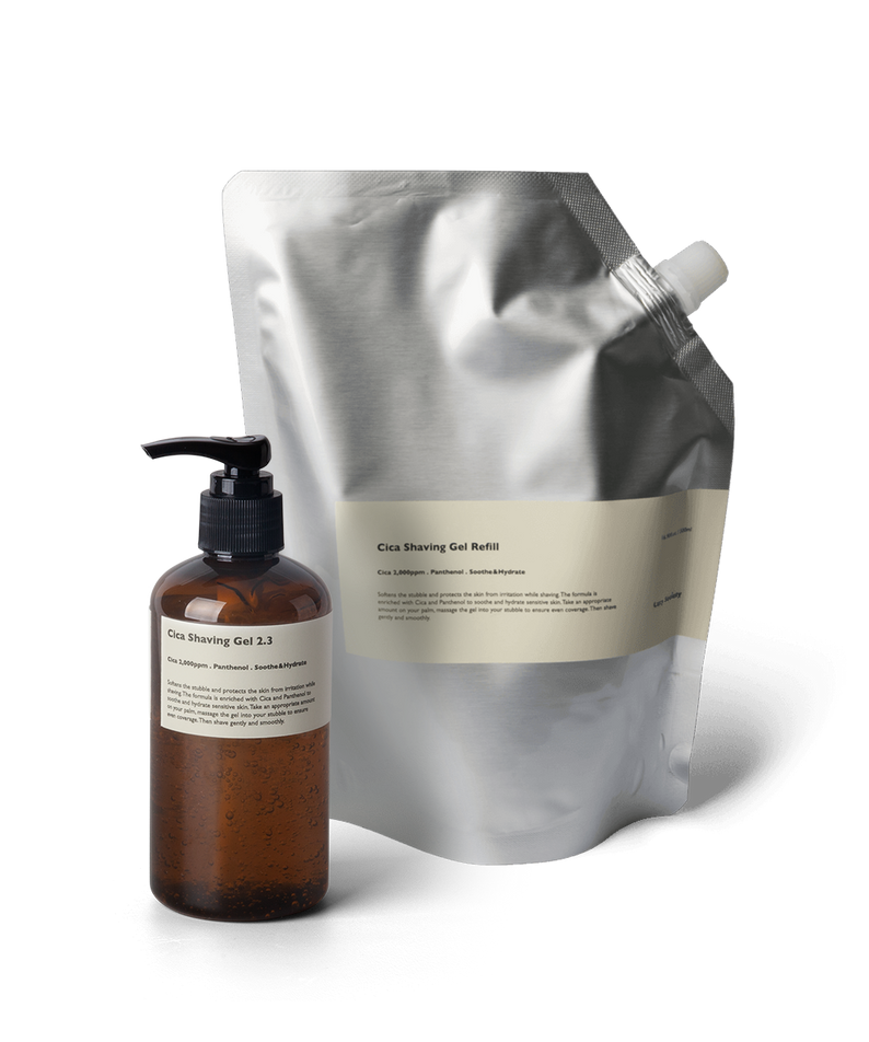 LAZY SOCIETY Shaving Gel Refil Set 250ml+500ml - Gentleman Korea men’s shaving gel refill pouch and pump bottle for Korean skincare