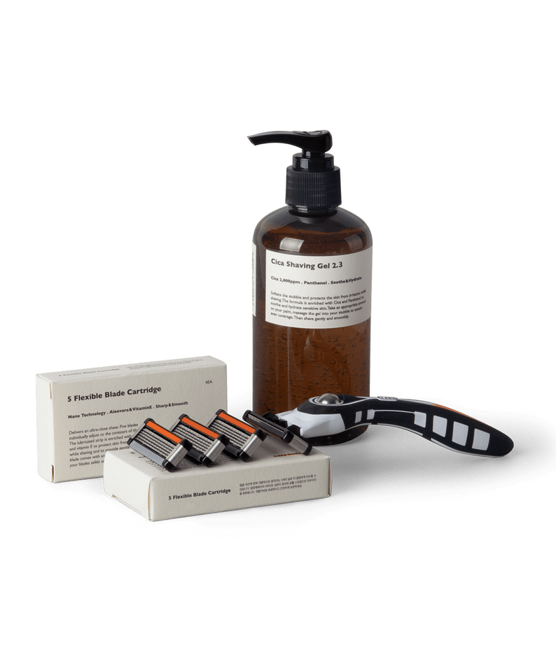 LAZY SOCIETY Shaving Set 8 Pieces from Gentleman Korea — men's shaving kit with razor, cartridges and shaving gel