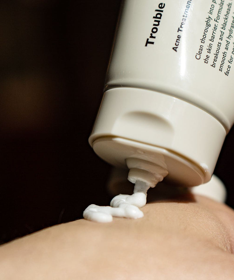 LAZY SOCIETY Trouble Solution Foam Cleanser 120ml on hand being dispensed, Gentleman Korea Korean skincare for men product shot