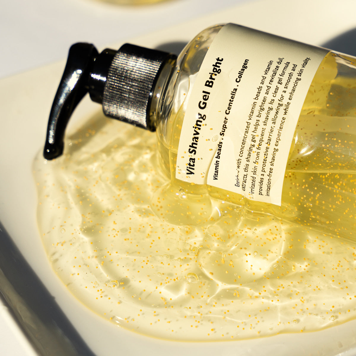 LAZY SOCIETY Vita Shaving Gel Bright 250ml bottle with golden gel and pump, Gentleman Korea men's brightening shaving gel