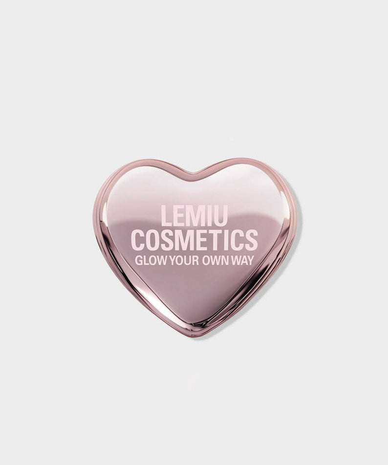 LEMIU Heart Mirror with pink heart shape design and embossed LEMIU COSMETICS logo