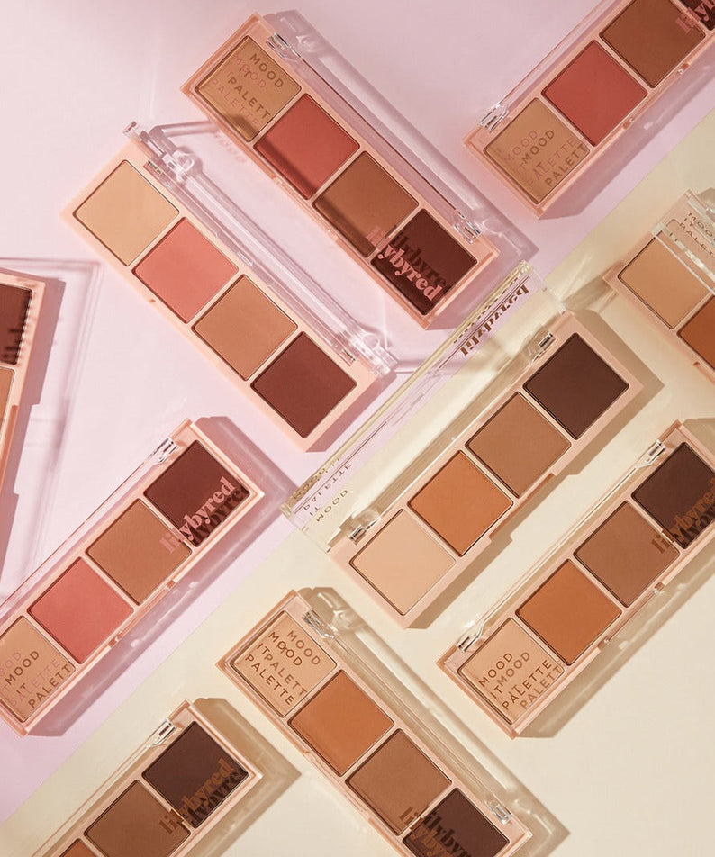 Assorted LILYBYRED Mood It Palette shades displayed, highlighting makeup colors and textures.