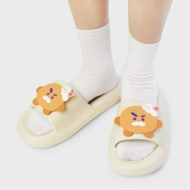 LINE FRIENDS BT21 On The Cloud Edition Slippers featuring character design on feet, perfect for comfort and style.