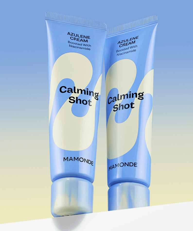 MAMONDE Calming Shot Azulene Cream 60ml - soothing skincare product with azulene and niacinamide in a stylish blue tube design