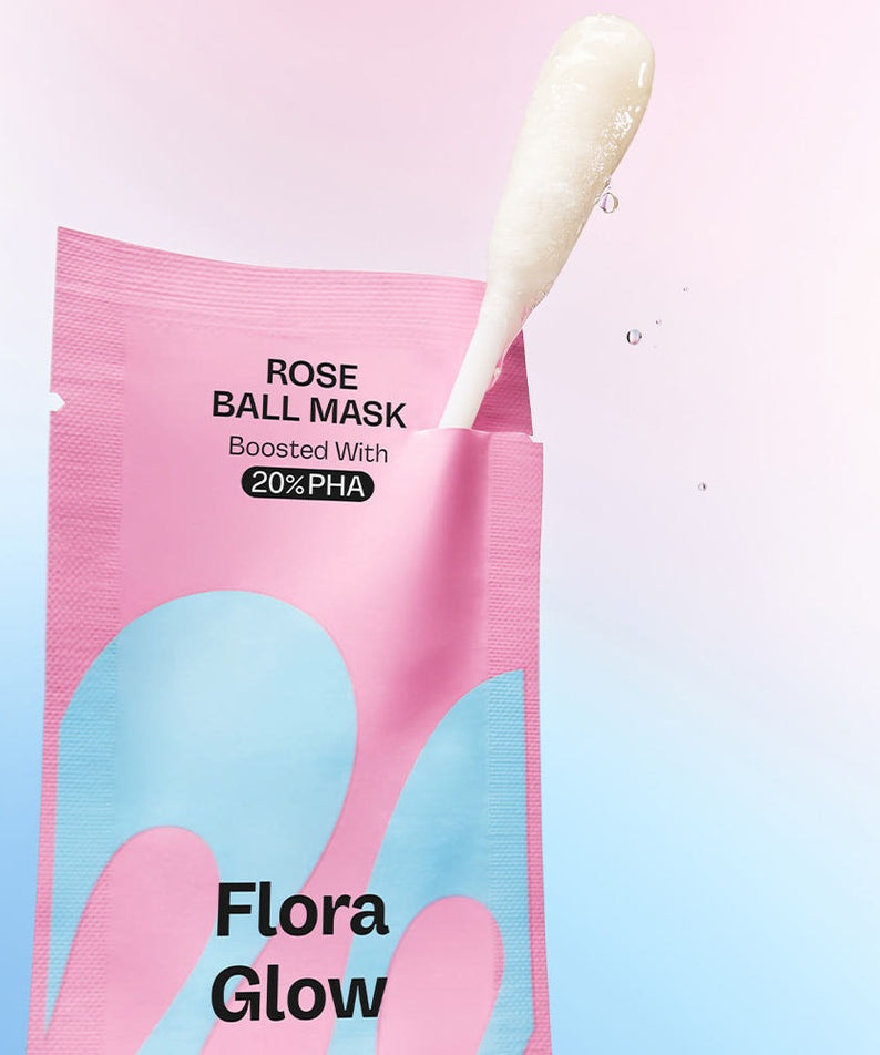 MAMONDE Flora Glow Rose Ball Mask 3.5ml product image with 20% PHA packaging.