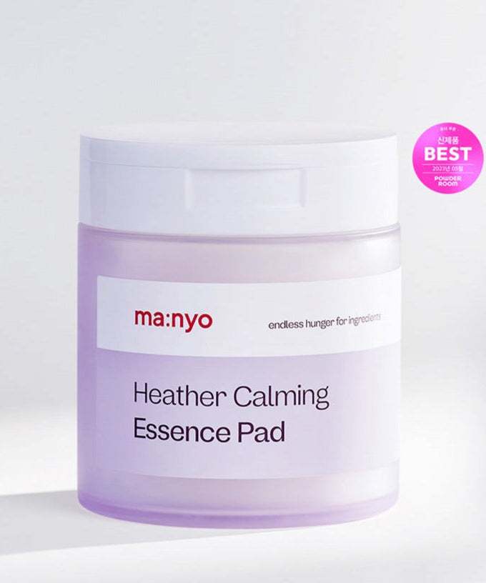 MA:NYO Heather Calming Essence Pad 60p in a purple container with white label and "Best" award sticker on the side
