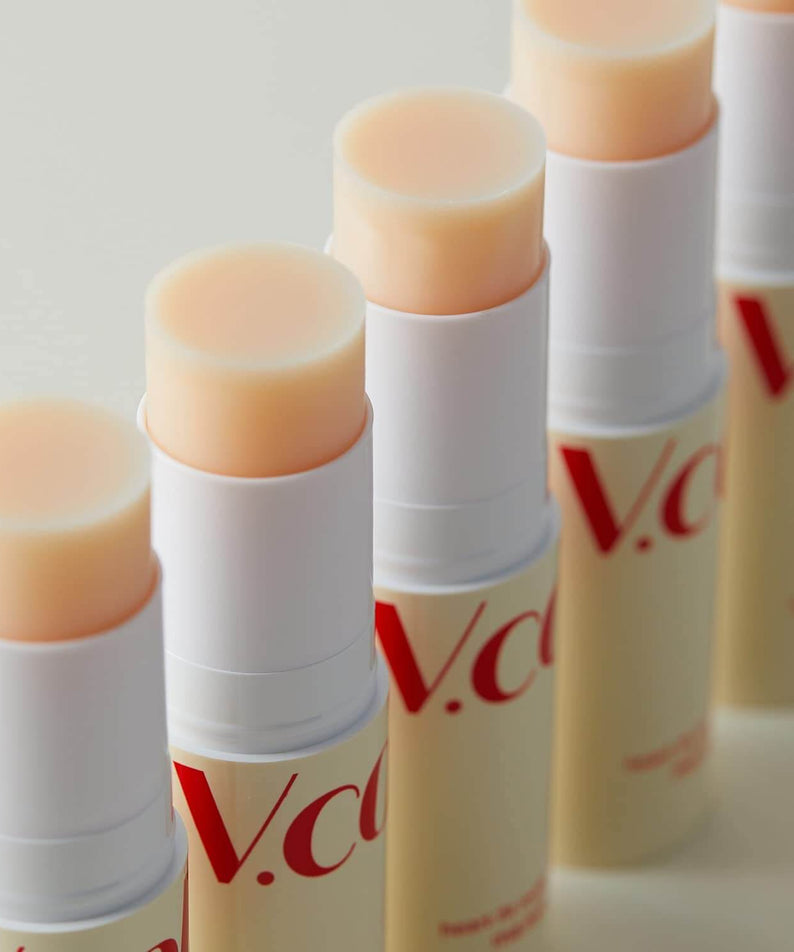Line of MA:NYO V Collagen Heart Fit Multi Balm 10g tubes showing creamy texture.