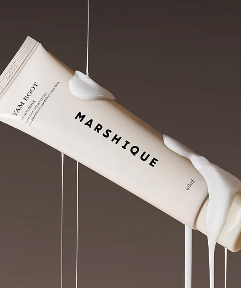 MARSHIQUE Yam Moisture Nourishing Cream 60ml tube with cream texture flowing down