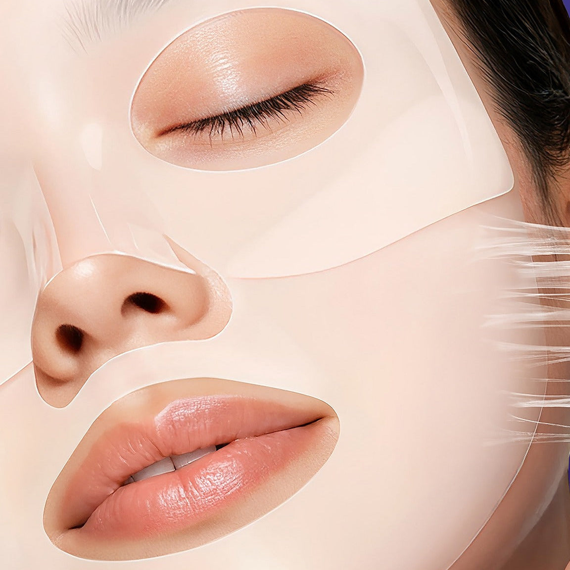 Close-up of a person wearing MEDIANSWER Retinoid Liftsil Mask (4 sheets) for skincare.