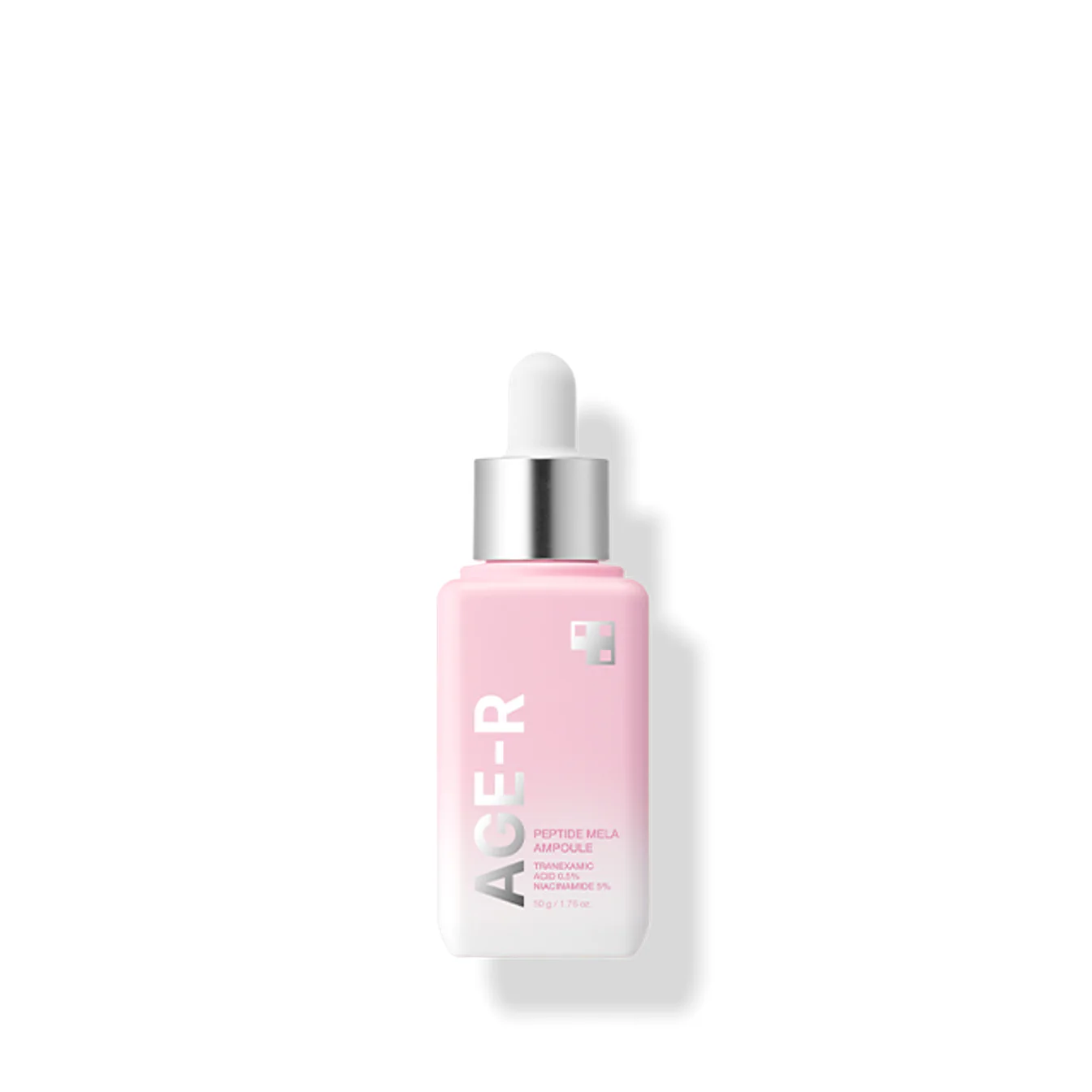 MEDICUBE AGE-R Peptide Mela Ampoule 50g skincare product in a pink bottle with dropper