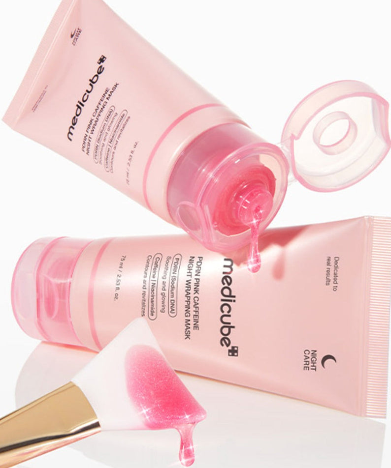MEDICUBE PDRN Pink Caffeine Night Wrapping Mask 75ml with brush applicator