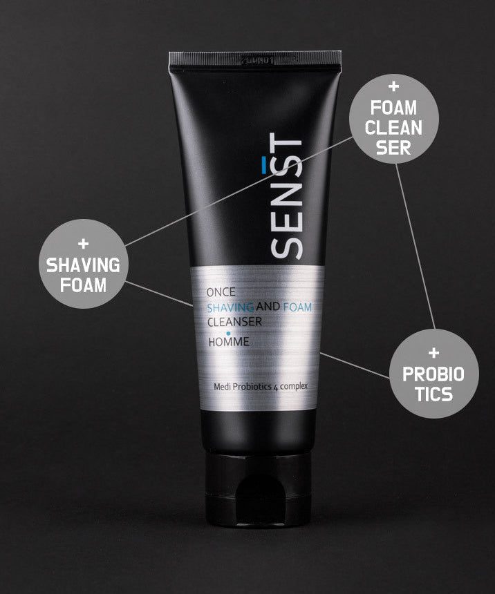 MEDIFLOWER 1+1+1 Sensitive Once Shaving & Foam Cleanser Homme 120ml by Gentleman Korea – men’s gentle shaving foam and foam cleanser with probiotics