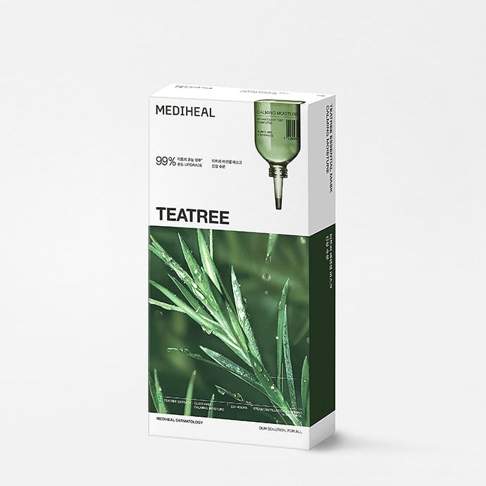 Box of MEDIHEAL 7 Best Essential Masks with TEATREE formula for skin hydration and care.