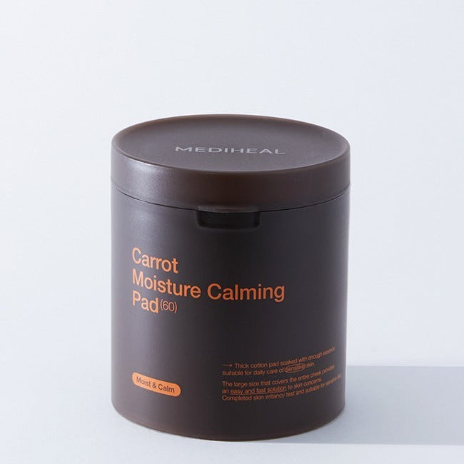 MEDIHEAL Carrot Moisture Soothing Pads 60 Sheets in brown container
