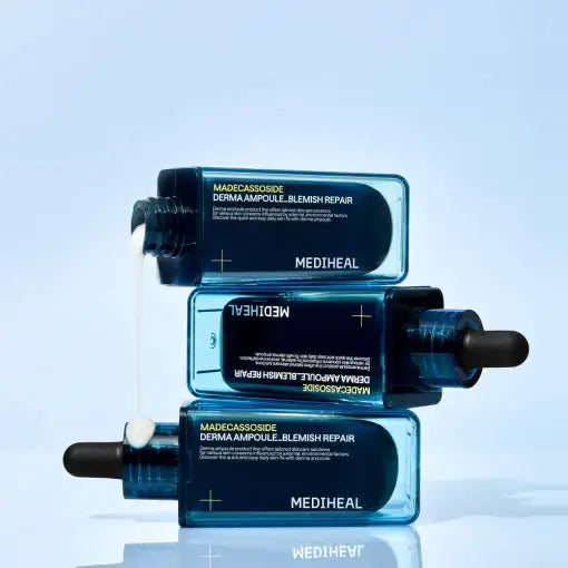 MEDIHEAL Madecassoside Derma Ampoule Trace Repair 50ml bottles arranged for display