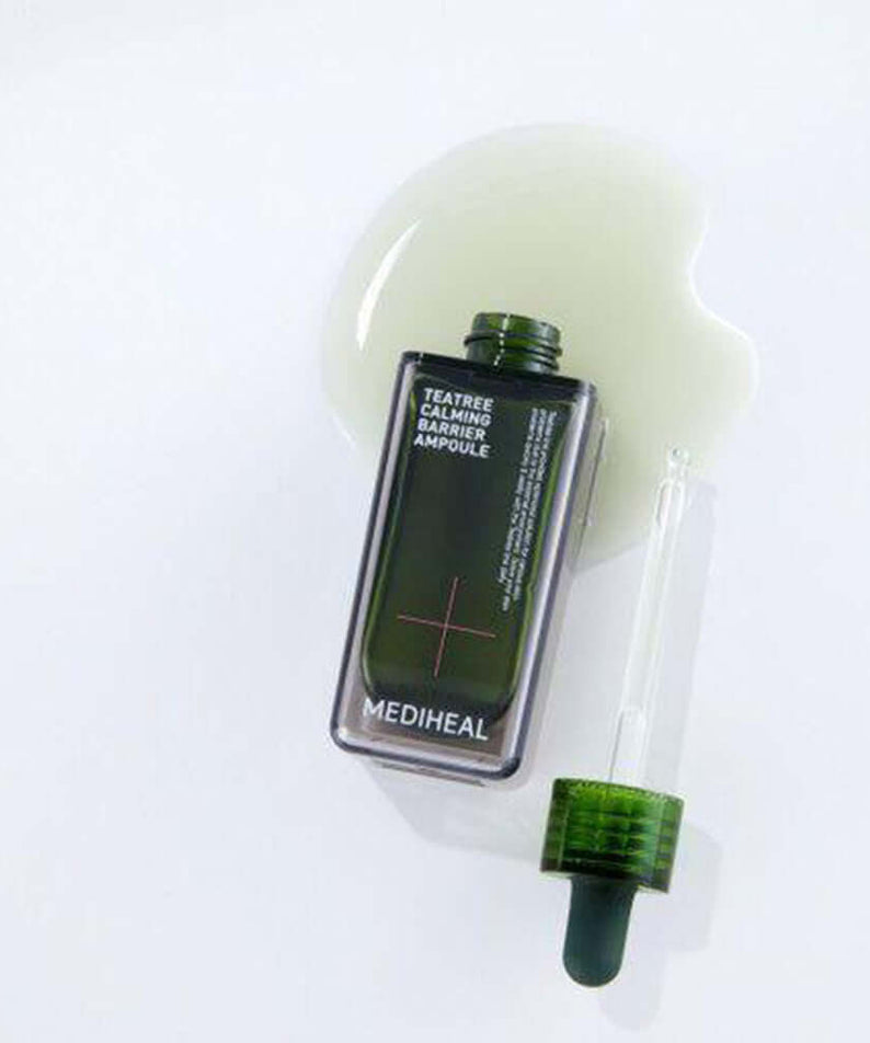 MEDIHEAL Tea Tree Soothing Barrier Ampoule 50ml with dropper on white background