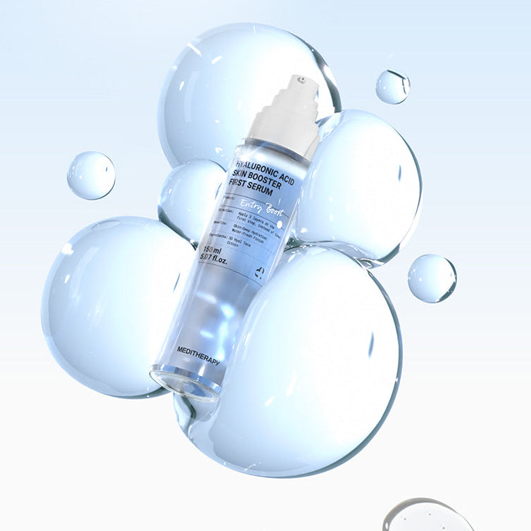 MEDITHERAPY Hyaluronic Acid Skin Booster First Serum 150ml product image with bubbles