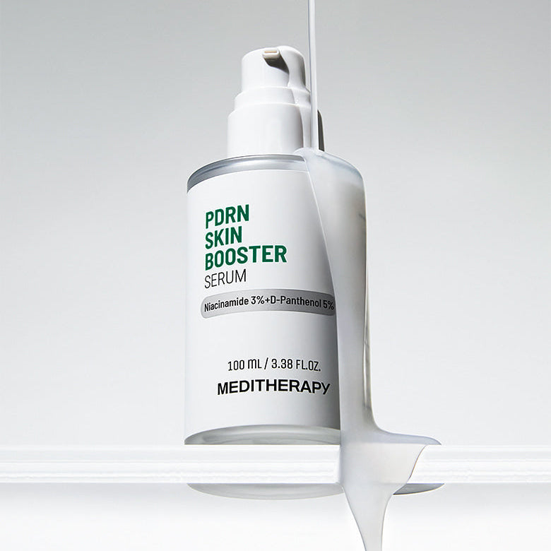 MEDITHERAPY PDRN Skin Booster Serum 100ml bottle with white serum dripping