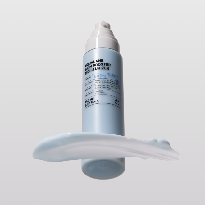 MEDITHERAPY Squalane Skin Booster Moisturizer 150ml bottle with cream swatch, enhancing skin hydration and smoothness.
