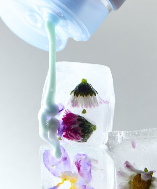 MIGUHARA Aqua Refresh Relief Peel Off Mask Pack 60ml with floral-infused ice for soothing skincare experience.