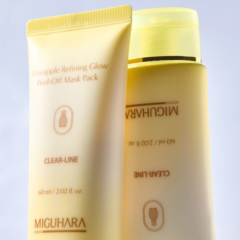 MIGUHARA Pineapple Refining Glow Peel Off Mask Pack 60ml in yellow packaging