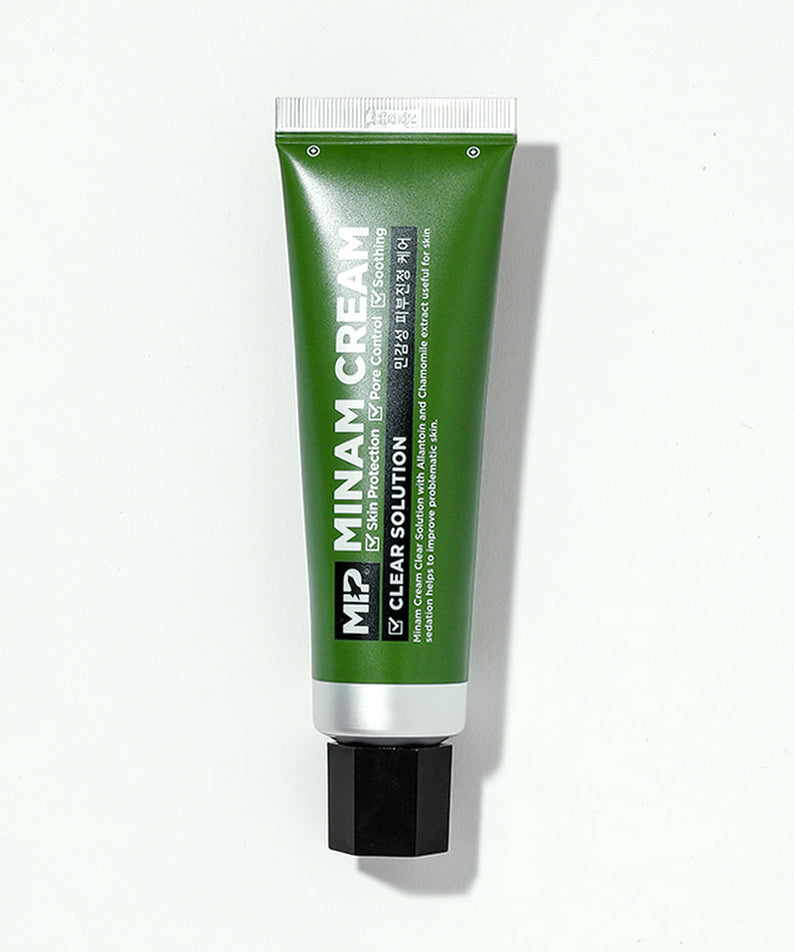 MIP Minam Cream Clear Solution Cica Cream For Sensitive Skin 50ml - Gentleman Korea product image of green tube for men’s skincare