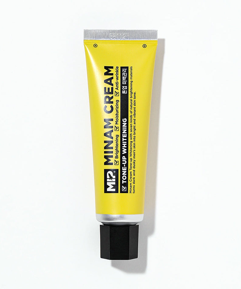 MIP Minam Cream Tone-Up Whitening Cream 50ml - Gentleman Korea product image showing yellow tube packaging for men's skincare