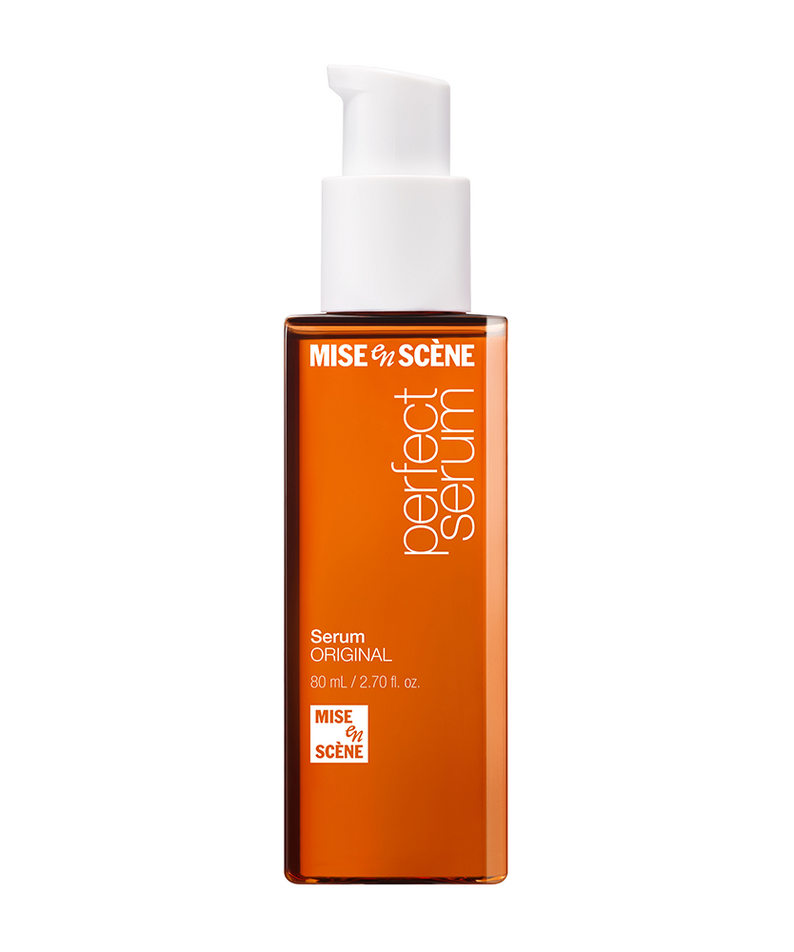 MISE EN SCENE Perfect Serum 80ML bottle with pump dispenser, designed for nourishing hair and enhancing shine.