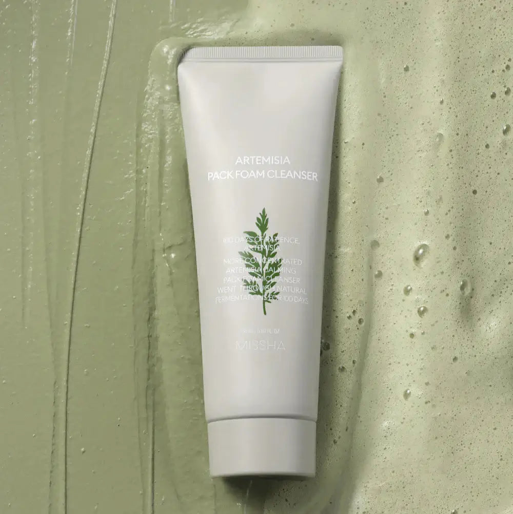 MISSHA Artemisia Pack Foam Cleanser 150ml on textured background