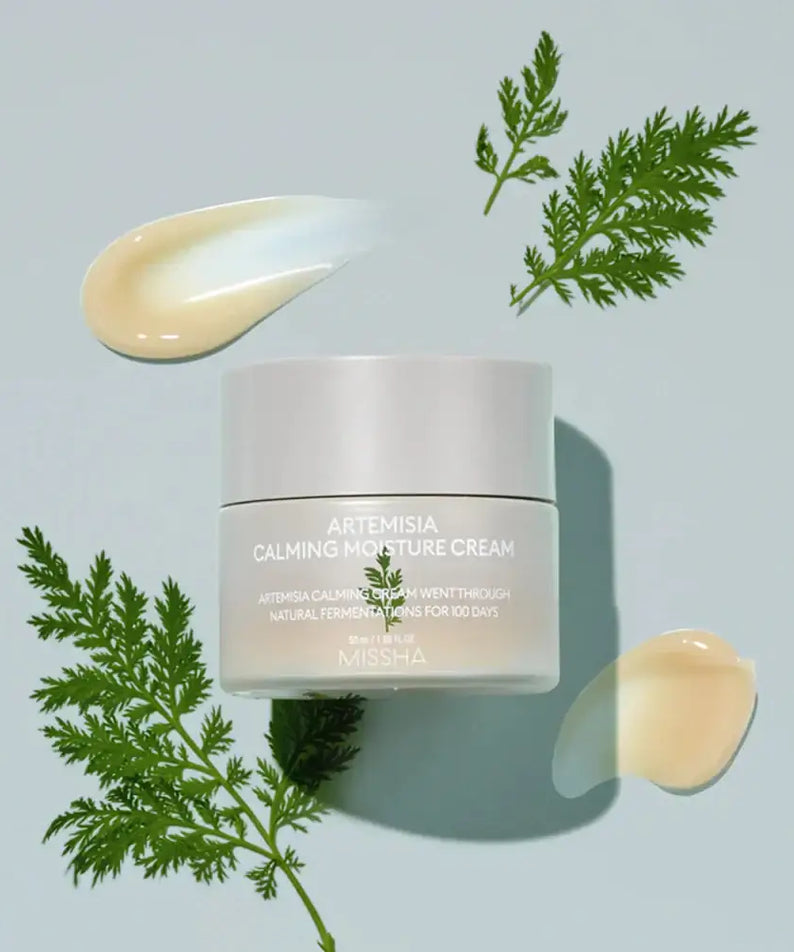 MISSHA Artemisia soothing cream 50ml with moisturizing texture and herbal leaves