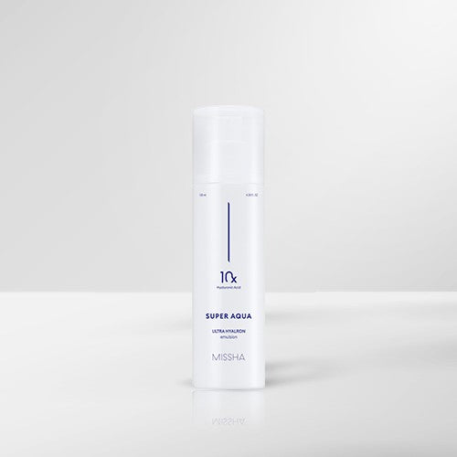 MISSHA Super Aqua Ultra Hyalon Emulsion 130ml bottle on a white background