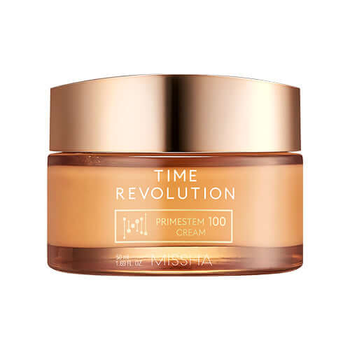 MISSHA Time Revolution Primestem100 Cream 50ml jar with gold lid on white background
