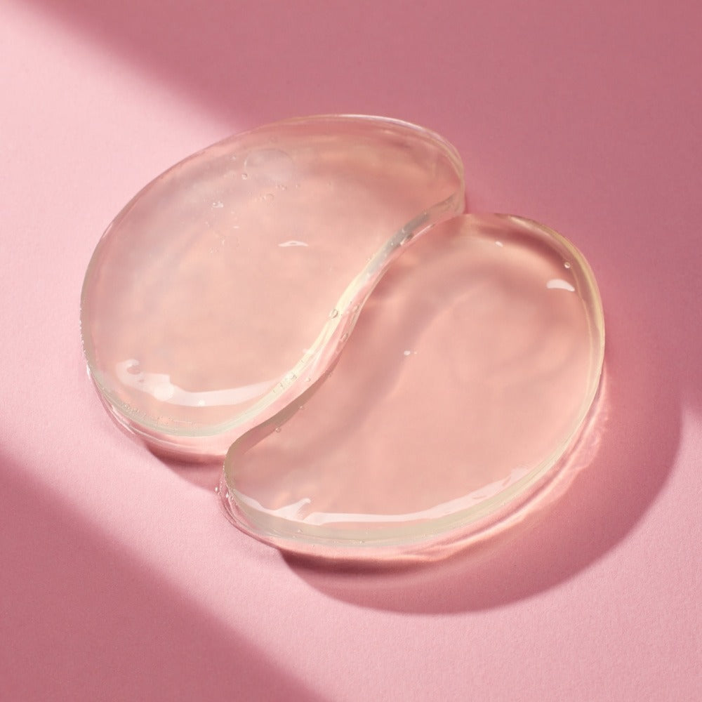MIXSOON Collagen Hydrogel Eye Patch Single Pack 5 Sheets on pink background showcasing skincare product