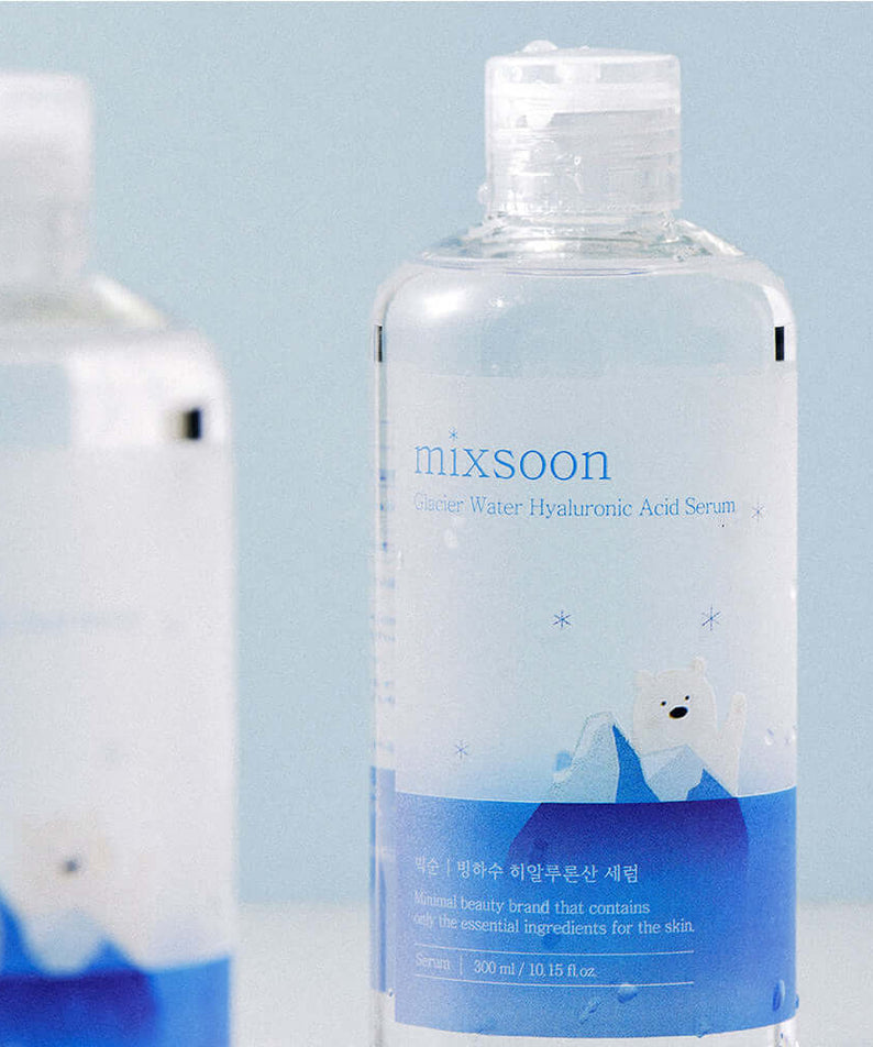 MIXSOON Glacier Water Hyaluronic Acid Serum 300ml bottle with blue and white packaging
