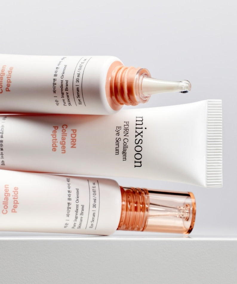 MIXSOON PDRN Collagen Eye Serum 20ml displayed with open and closed packaging.