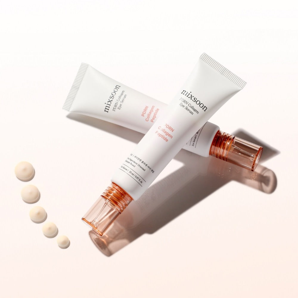 MIXSOON PDRN Collagen Eye Serum 20ml shown with packaging and product swatches